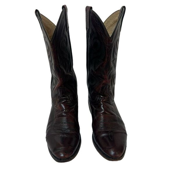 Dan Post Vintage Burgandy Maroon Leather Cowboy Boots 9.5 Western Roper - Picture 3 of 16